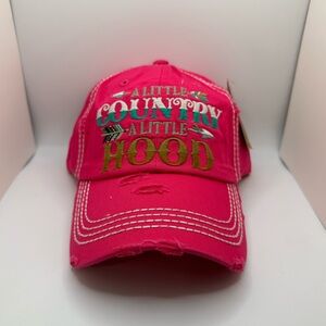 Hot Pink Vintage Style Distressed Ball Cap